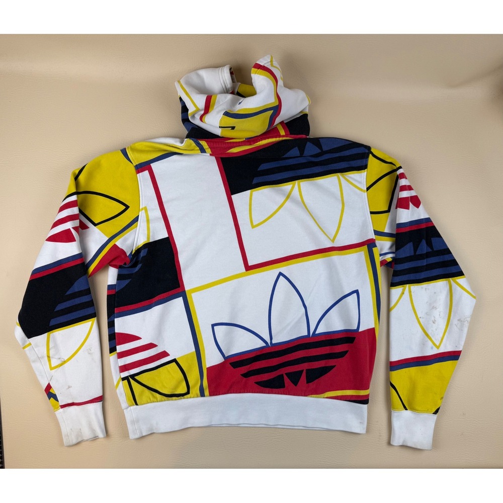 Streetwear Graphic Hoodie Cotton Blend Colorblock Trefoil Med Adidas - Picture 3 of 11